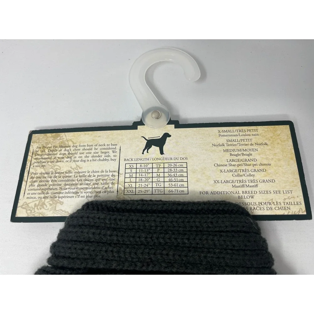 Telluride Clothing Company Dog Sweater Small Black Grey Striped Shawl Collar NWT
